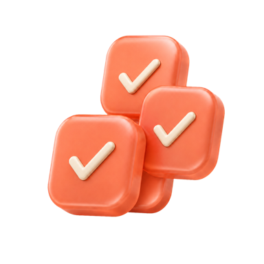 Three completed task tiles